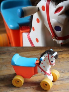 cheval fisher priceà roulettes jouet vintage Rouge Garden